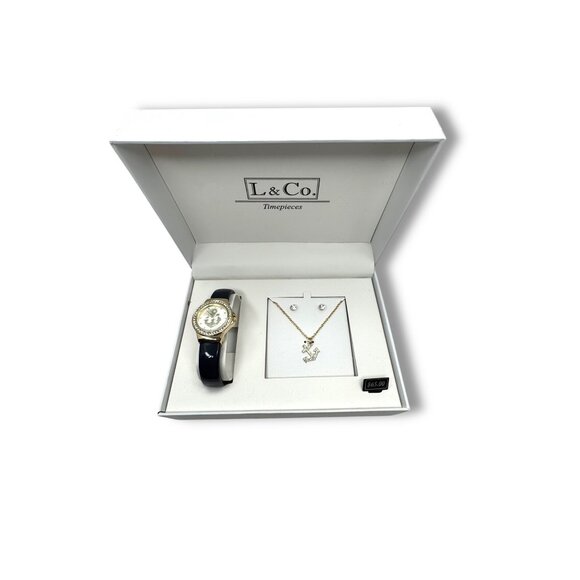 L & Co. Timepieces Gift Set With Watch Necklace & Earrings In Box - Picture 1 of 5